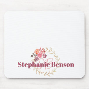 Aangepaste naam Mousepad Mooie Waterverf Bloemen Muismat