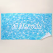 Aangepaste naam mousserend blauw water textuur Coo Strandlaken (Voorkant)
