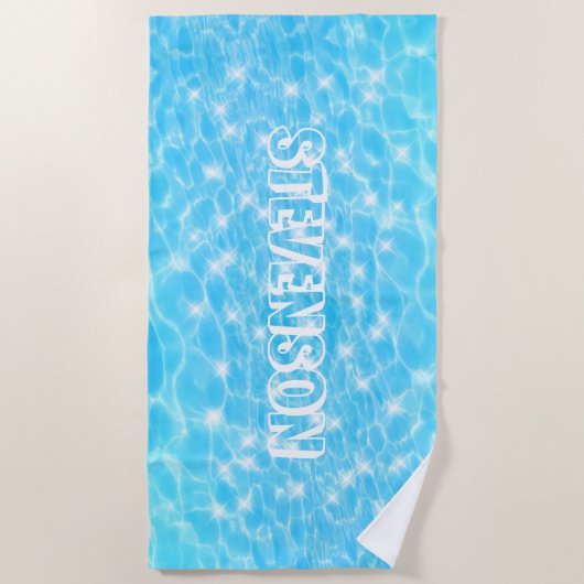 Aangepaste naam mousserend blauw water textuur Coo Strandlaken (Voorkant)
