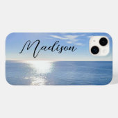 Aangepaste naam mousserende blauwe Oceaan Case-Mate iPhone Case (Achterkant (horizontaal))