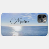 Aangepaste naam mousserende blauwe Oceaan Case-Mate iPhone Case (Achterkant (horizontaal))