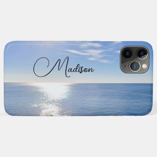 Aangepaste naam mousserende blauwe Oceaan Case-Mate iPhone Case (Achterkant (horizontaal))