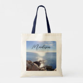 Aangepaste naam mousserende blauwe Oceaan Tote Bag (Achterkant)