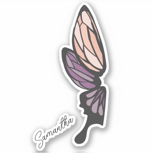 Aangepaste naam mozaïekvlinder sticker (Voorkant)