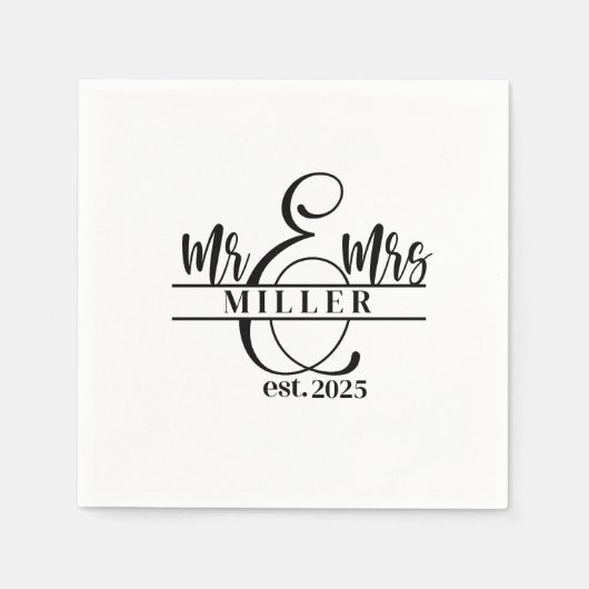 Aangepaste naam Mr. & Mrs. Paper Napkin Servet (Voorkant)