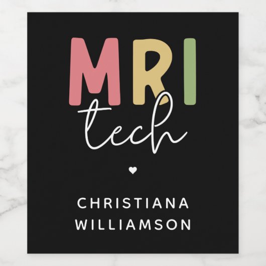 Aangepaste naam MRI Tech | MRI Technologist Gifts Wijn Etiket (Enkel label)