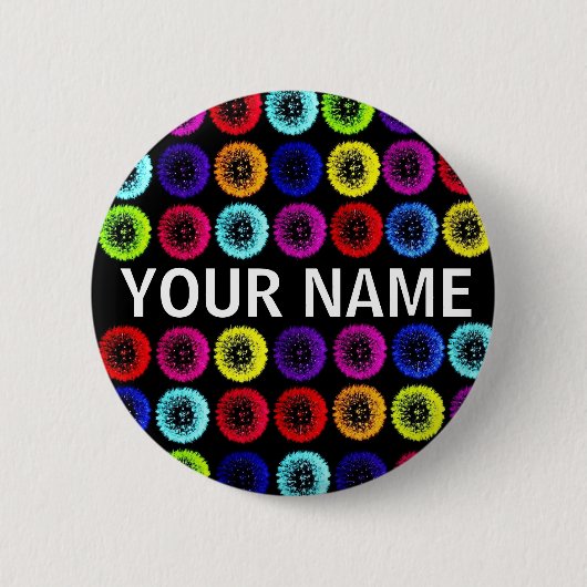 Aangepaste naam Multicolor Dandelions Button (Voorkant)