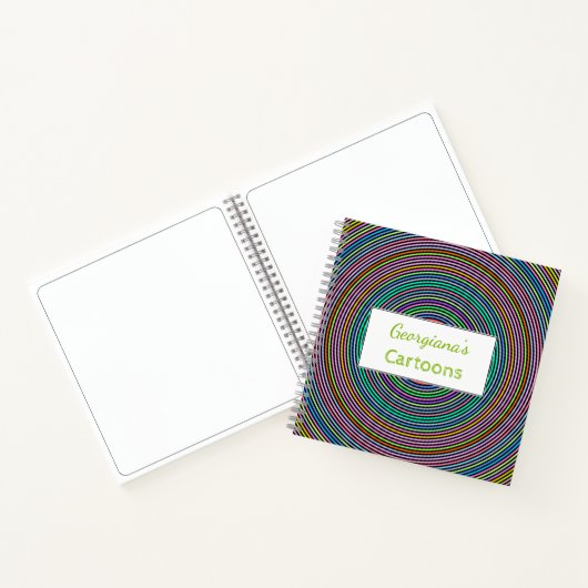 Aangepaste naam + Multicolored Circles/Rings Patte Notitieboek (Binnen)