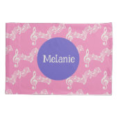 Aangepaste naam Musical Notes Girly Pink Kussenslo Kussensloop (Achterkant)