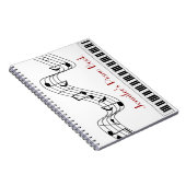 Aangepaste naam: muziek, piano-toetsenbord en noti notitieboek (Rechterzijde)