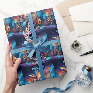 Aangepaste naam Muziekinstrumenten Cadeaupapier
