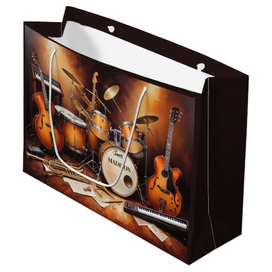 Aangepaste naam Muziekinstrumenten Groot Cadeauzakje (Voorkant Gekanteld)