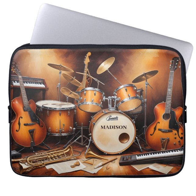 Aangepaste naam Muziekinstrumenten Laptop Sleeve (Voorkant)