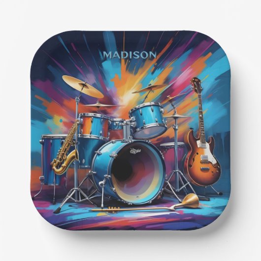 Aangepaste naam Muziekinstrumenten Papieren Bordje (Voorkant)