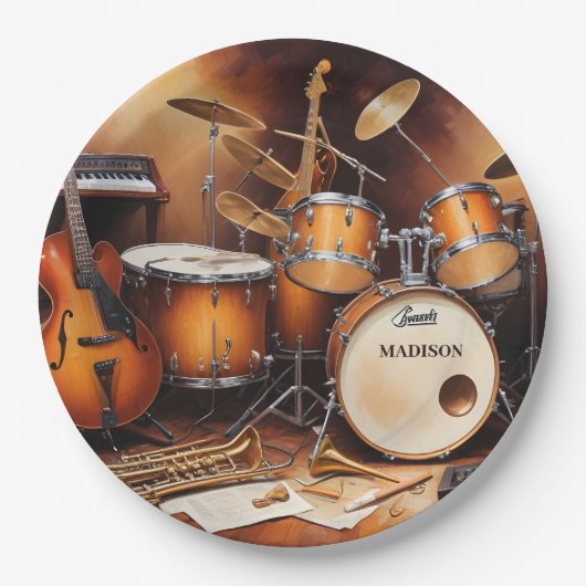 Aangepaste naam Muziekinstrumenten Papieren Bordje (Voorkant)