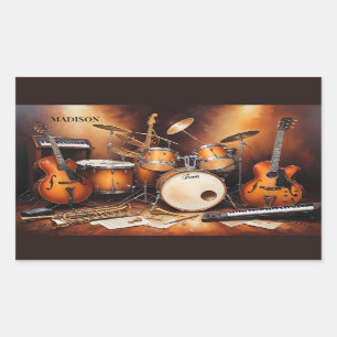 Aangepaste naam Muziekinstrumenten Rechthoekige Sticker