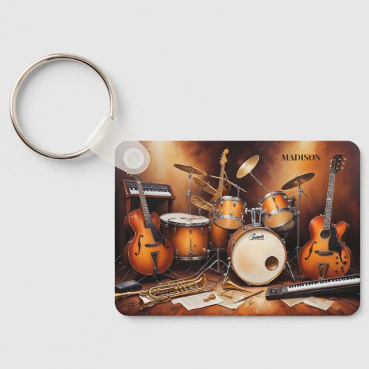 Aangepaste naam Muziekinstrumenten Sleutelhanger (Achterkant)