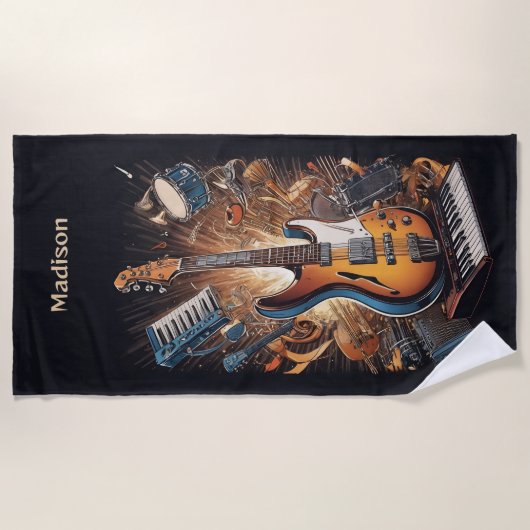 Aangepaste naam Muziekinstrumenten Strandlaken (Voorkant)