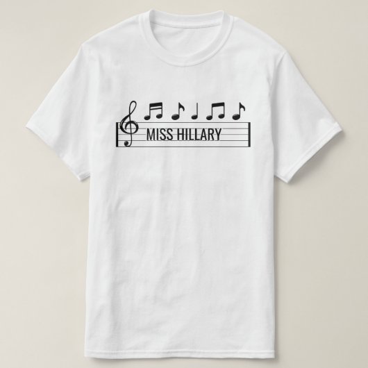 Aangepaste naam muziekleraar t-shirt (Design voorkant)