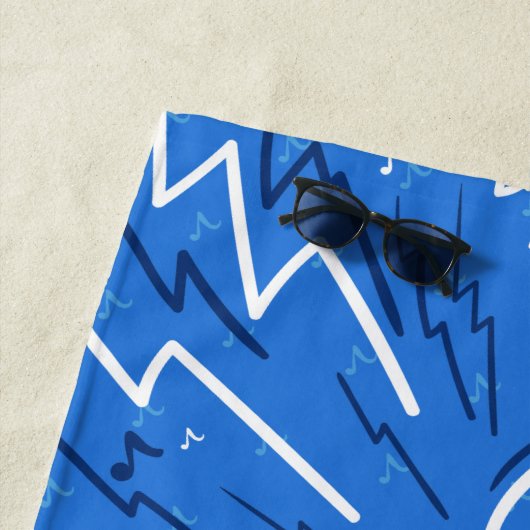 Aangepaste naam muziekmicrofoon & tekst strandhand strandlaken (In situ)