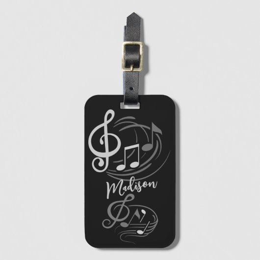 Aangepaste naam muzieknoten bagagelabel (Voorkant (verticaal))