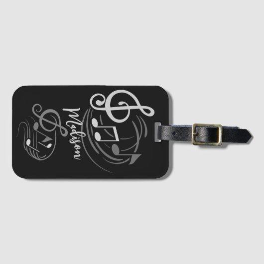 Aangepaste naam muzieknoten bagagelabel (Voorkant (horizontaal))