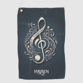 Aangepaste naam Muzikale Clef Note Golfhanddoek (Voorkant)
