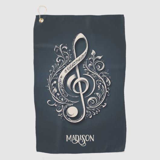 Aangepaste naam Muzikale Clef Note Golfhanddoek (Voorkant)