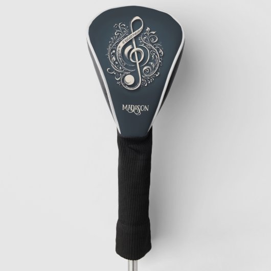 Aangepaste naam Muzikale Clef Note Golfheadcover (Voorkant)