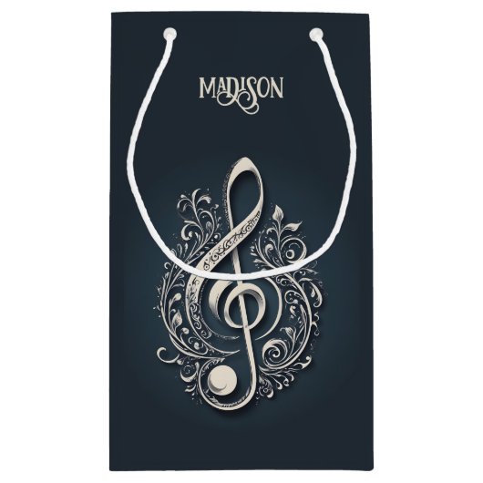Aangepaste naam Muzikale Clef Note Klein Cadeauzakje (Achterkant)