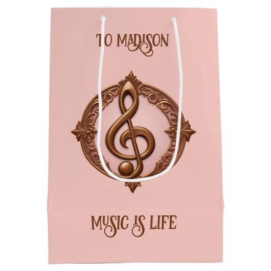 Aangepaste naam Muzikale Clef Note Medium Cadeauzakje (Achterkant)