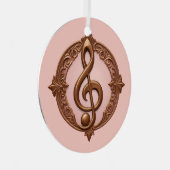 Aangepaste naam Muzikale Clef Note Metalen Ornament (Voorkant Rechts)