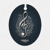 Aangepaste naam Muzikale Clef Note Metalen Ornament (Voorkant)
