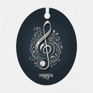 Aangepaste naam Muzikale Clef Note Metalen Ornament