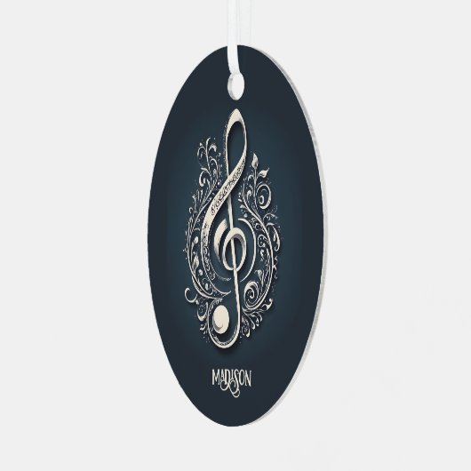Aangepaste naam Muzikale Clef Note Metalen Ornament (Voorkant links)