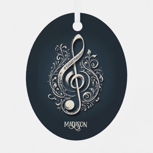 Aangepaste naam Muzikale Clef Note Metalen Ornament (Achterkant)