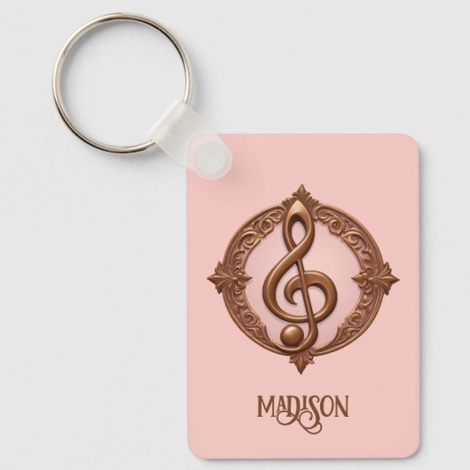 Aangepaste naam Muzikale Clef Note Sleutelhanger (Voorkant)
