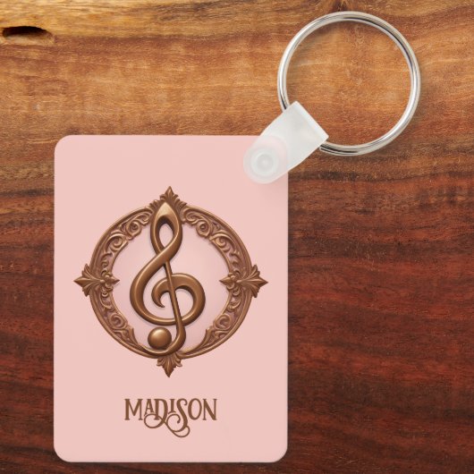 Aangepaste naam Muzikale Clef Note Sleutelhanger (Achterkant)