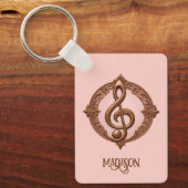 Aangepaste naam Muzikale Clef Note Sleutelhanger (Voorkant)