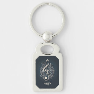 Aangepaste naam Muzikale Clef Note Sleutelhanger
