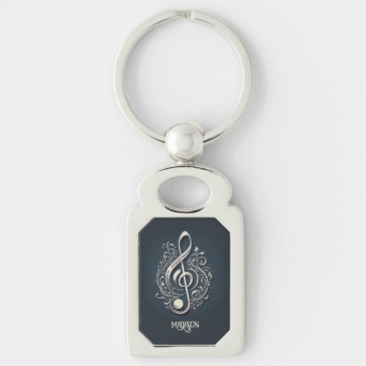 Aangepaste naam Muzikale Clef Note Sleutelhanger (Voorkant)