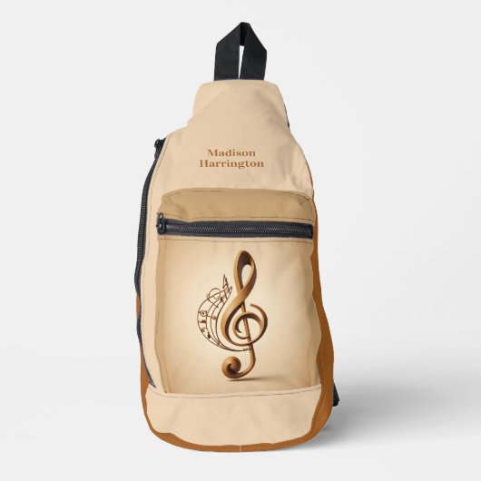 Aangepaste naam Muzikale Clef Note Sling Bag (Voorkant)
