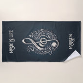 Aangepaste naam Muzikale Clef Note Strandlaken (Voorkant)