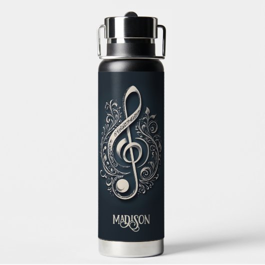Aangepaste naam Muzikale Clef Note Waterfles (Achterkant)