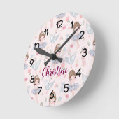 Aangepaste naam My Sweet Ballerina Nursery Ronde Klok (Hoek)