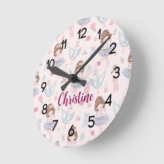 Aangepaste naam My Sweet Ballerina Nursery Ronde Klok (Hoek)