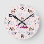 Aangepaste naam My Sweet Ballerina Nursery Ronde Klok (Voorkant)