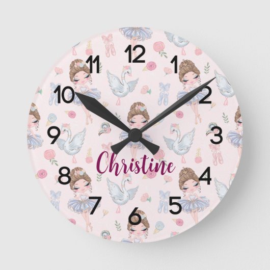Aangepaste naam My Sweet Ballerina Nursery Ronde Klok (Voorkant)