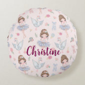 Aangepaste naam My Sweet Ballerina Rond Kussen (Voorkant)