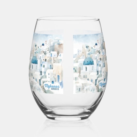 Aangepaste naam Mykonos Griekenland Wijnglas Zonder Voet (Links)